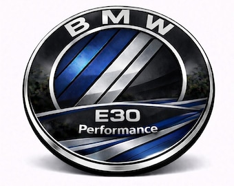 BMW E30 motorhuvs-/bagageemblem med specialtryck (istället för E30 Performance).