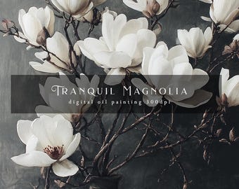 Magnolia Vase Painting | Elegant Digital Floral Art Print