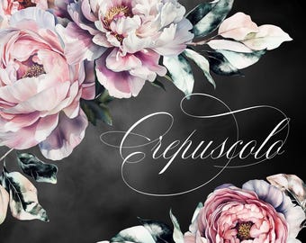 Floral Clipart: Stimmungsvolle Pfingstrose PNG Blumensträuße (Digitaler Download)