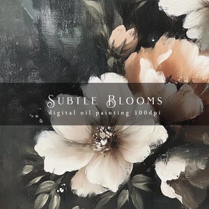 Soft Peach and White Floral Painting | Elegant Digital Art Print