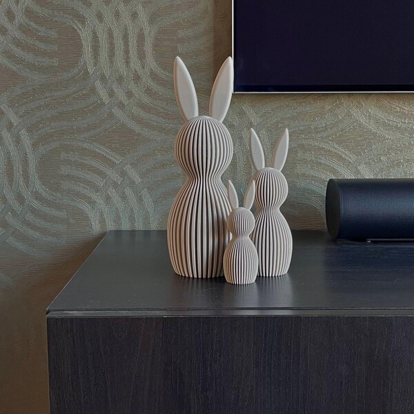 Charming set of 3 Minimalist Bunnies – Modern Home Decor in Various Colors
