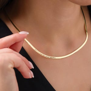 Gold Herringbone Necklace, Snake Chain Necklace, Herringbone Chain, Snake Necklace for Her, Everyday Necklace for Women, Christmas Gifts