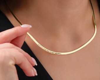 Gold Herringbone Necklace, Snake Chain Necklace, Herringbone Chain, Snake Necklace for Her, Everyday Necklace for Women, Christmas Gifts