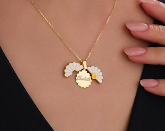 Personalized Daisy Necklace, Custom Secret Message Flower Necklace, Dainty Daisy Necklace, Openable Daisy Necklace,Christmas Gifts