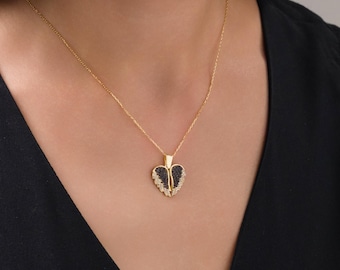 Heart Name Necklace with Wings,Angel Wings Necklace, Memorial Wing Necklace, Remembrance Gifts, Personalized Grieving Gift,Mother's Day Gift