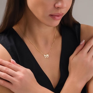 Personalized Arabic Name Necklace, Custom 18K Gold Name Necklace, Arabic Calligraphy Name Necklace, Islamic Gift, Eid Gift,Mother&#39;s Day Gift