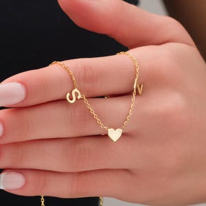 Personalized Initial Necklace with Tiny Heart,Custom Letter Charm Necklace,Gold Initial Necklace,Necklaces for Women,Bridesmaid Gift