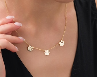 Personalized Engraved Paw Print Necklace,Custom Paw Charm Necklace,Keepsake Pet Name Necklace,Pet Memorial Gift,Christmas Gift for Her
