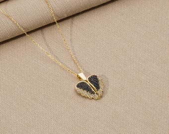 Personalized Angel Wings Necklace with Engraved Name Gold Heart Necklace Custom Name Necklace Guardian Angel Necklace Gold Christmas Gifts