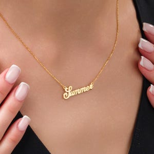 Name Necklace Gold, Nameplate Necklace , Custom Name Jewelry,Filled Name, Mama Necklace, Personalized Name Jewelry,Mothers day gift necklace