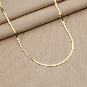 Gold Herringbone Chain Necklace, Snake Chain Necklace, Snake Choker Chain Necklace, Everyday Necklace for Women, Snake Necklace for Her