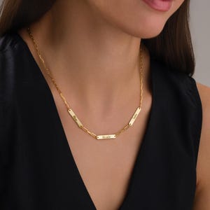 Multiple Name Bar Necklace,Custom Engraved Charm Necklace,Paperclip Necklace,Baby Shower Gift for Mom,Personalized for Mom,Mothers Day Gift