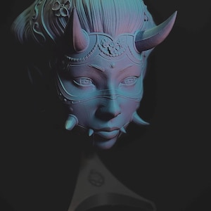 8” Hannya Namanari Wall Mask – 3D Printed Japanese Oni Demon Art, Home Décor, & Collectible