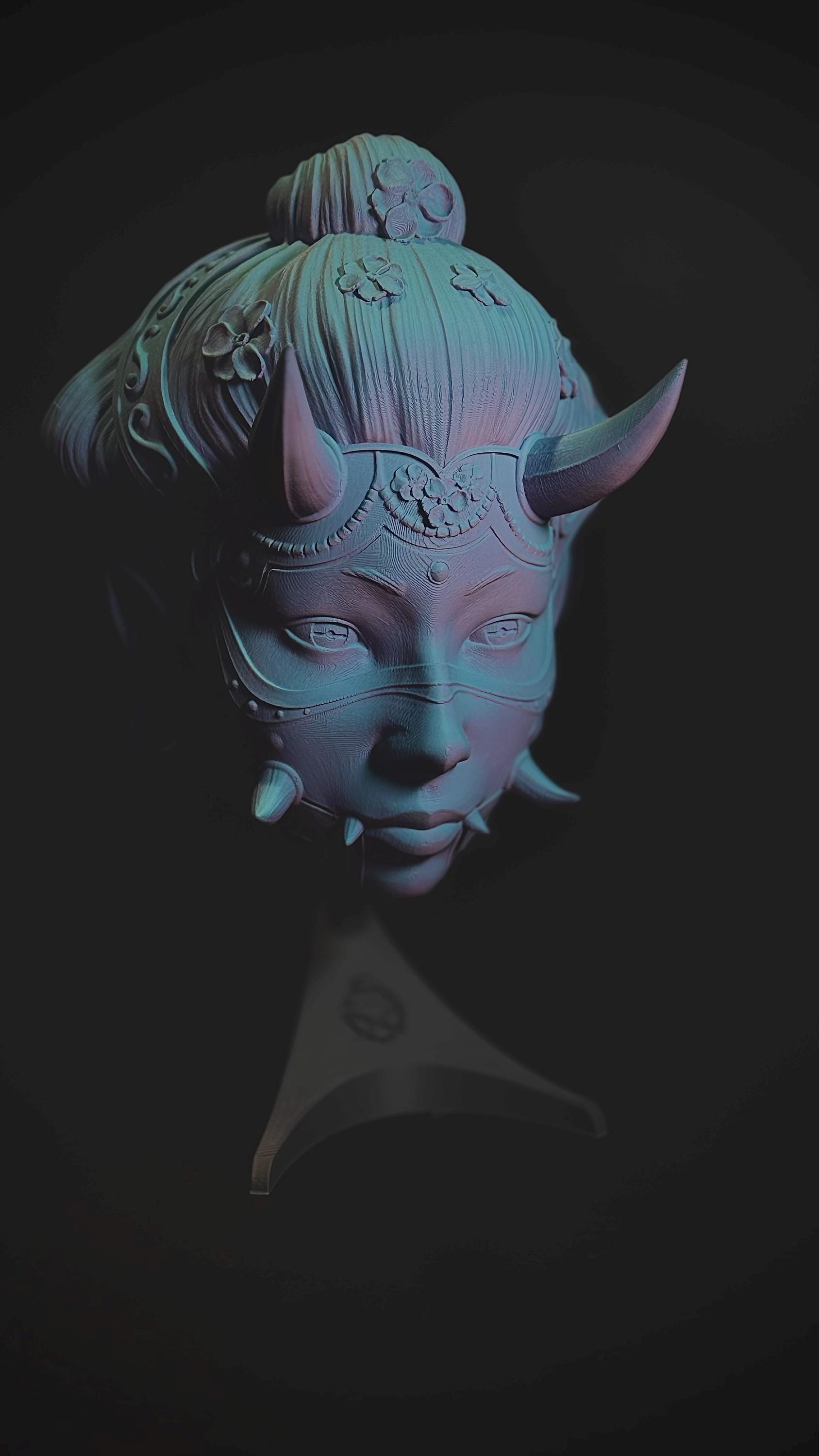 3D Printed Hannya Namanari Mask – Japanese Oni Demon Wall Art - Etsy