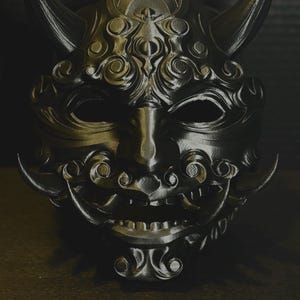 Honnari Hannya Mask – 3D Printed Wearable Oni Demon Mask, Japanese Noh Theater, Cosplay, Samurai, Kabuki, Halloween, Wall Art