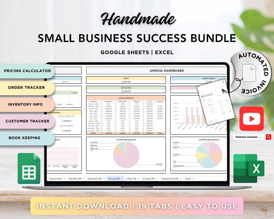 Small Business Easy Bookkeeping Spreadsheet Profit and Loss Excel ...