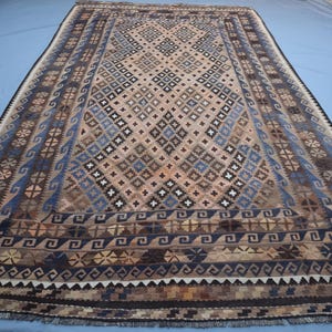 Afghanischer Kelim Teppich | 200x400 Terrakotta afghanischer Kelim | Handgefertigter Anatolischer Kelim Teppich | Natürlicher Pflanzenfarbener Kelim Teppich | Esszimmer Teppich