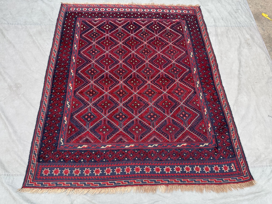 Vintage Afghan Kilim Wool Rug 6x5 Ft _ Handwoven Tribal Flatweave With ...