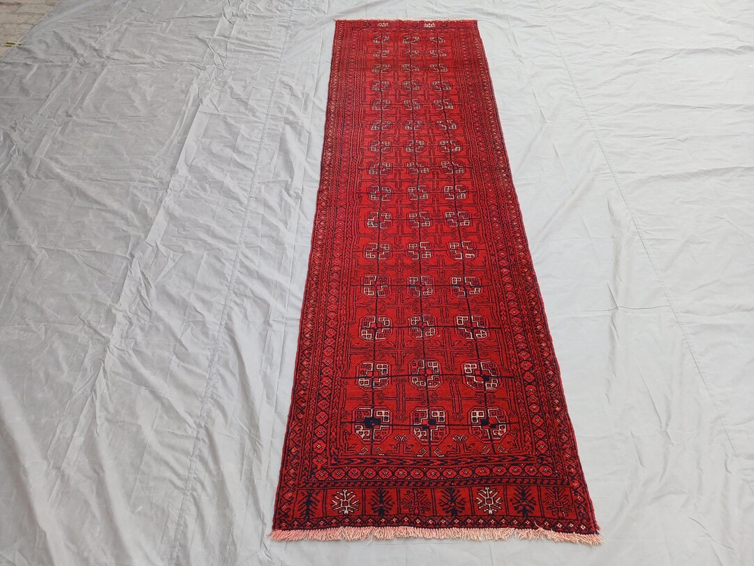 Moari Rug Antique Afghan Maori Gul Runner Rug 9x2 Red Wool Tribal Hallway Carpet ...