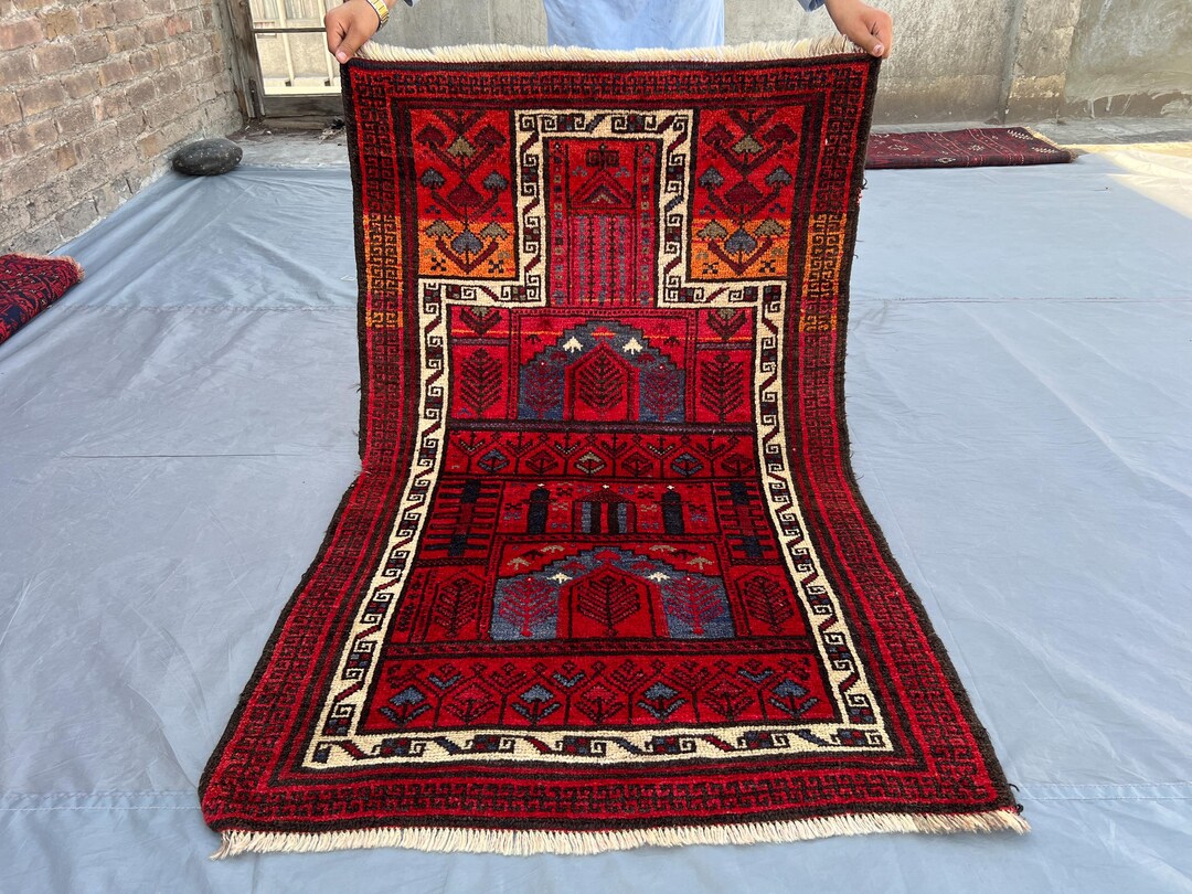 3x5 Afghan Antique Baluchi Prayer Rug - Afghan Hand Knotted Wool ...