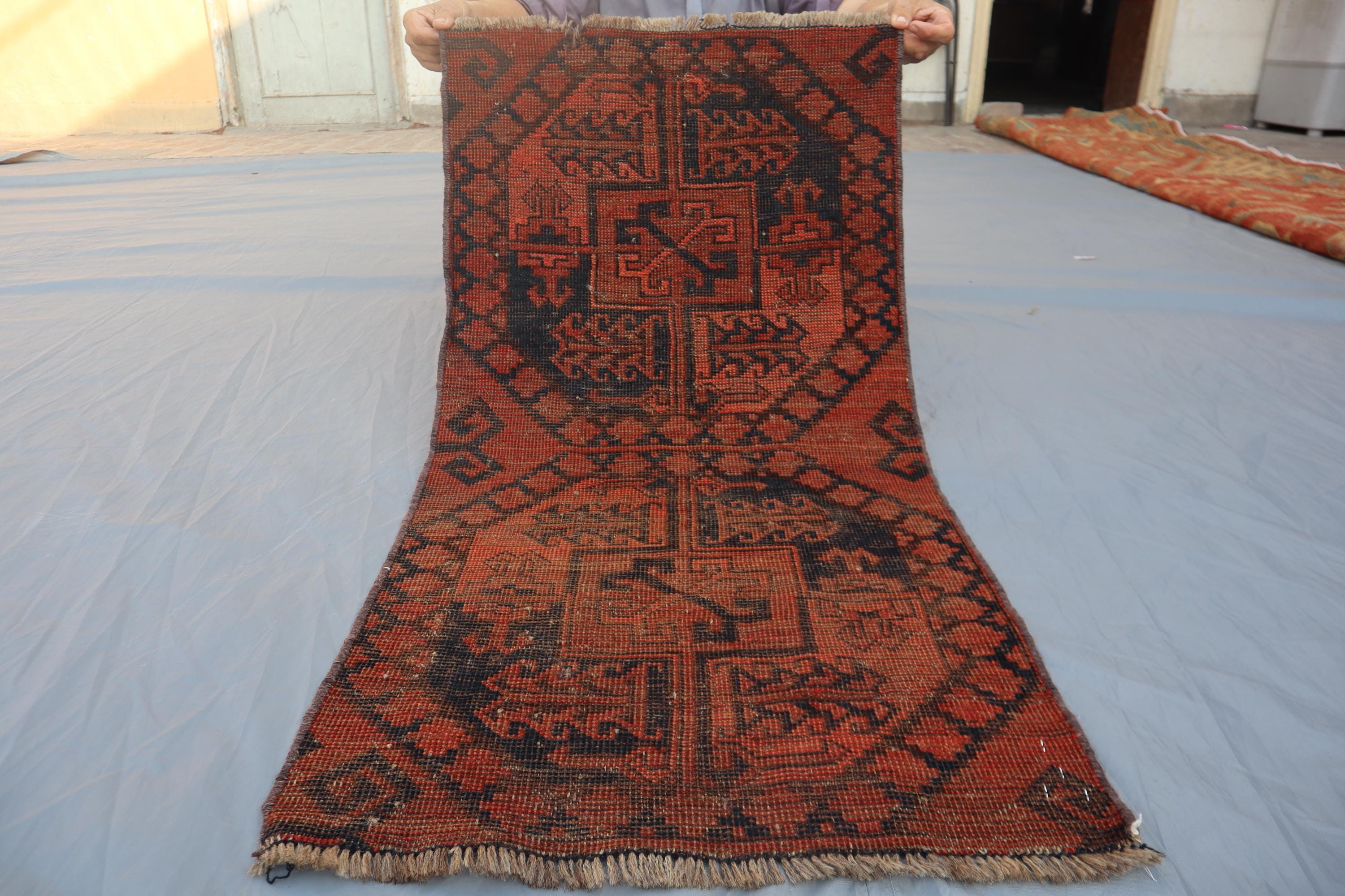 ⚪︎1970s rug⚪︎197×114cm　トルバトヘイダリエ エルサリ 1970s Antique Ersari Turkmen Terracotta Rug - 2x4 Afghan Hand