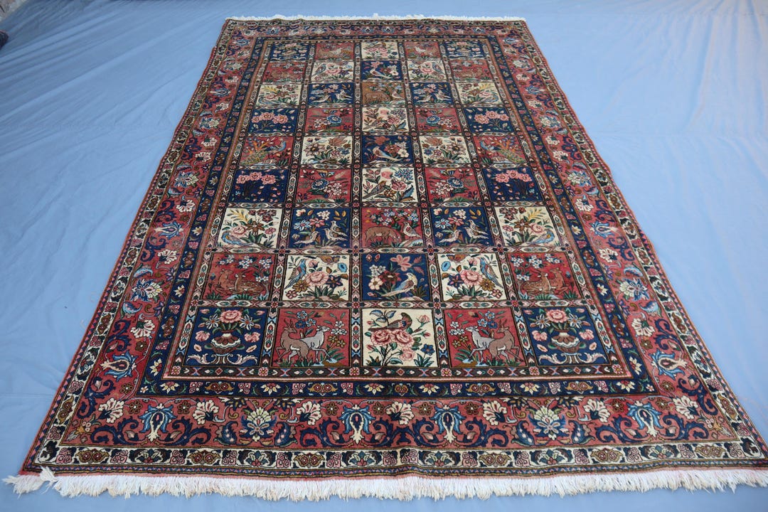 9x6 Rugs Charming Afghan Pictorial Garden Rug 9x6 Ft _ Detailed Floral Panel ...