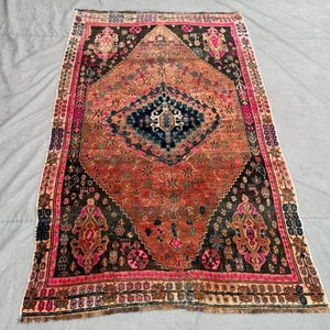 Antique Afghan Taimani Wool Rug 7x3 Ft _ Tribal Geometric Diamond
