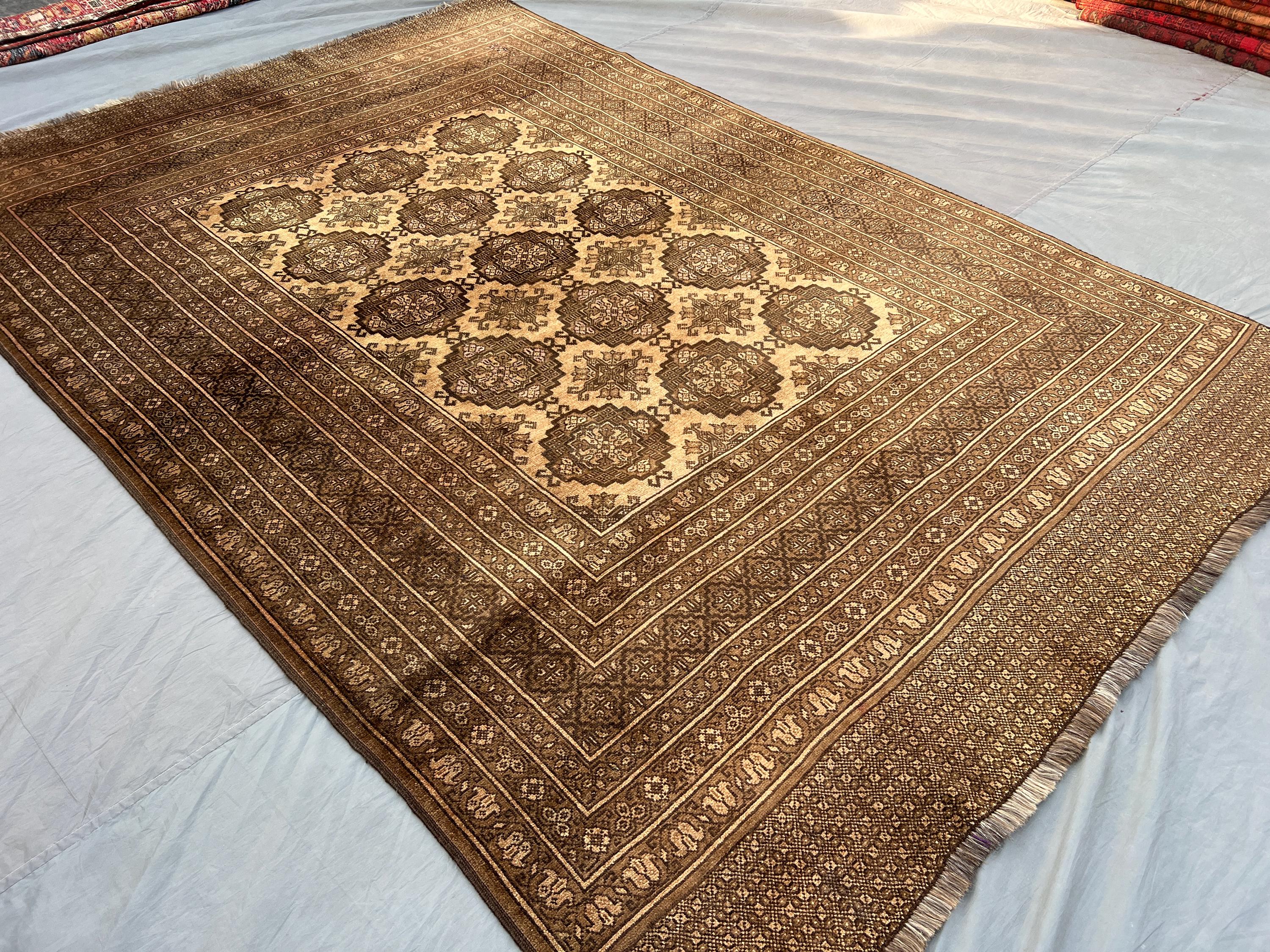 アンティーク 1970年代 テラコッタ アフガニスタン ブハラ ラグ | 7x10