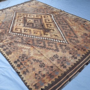20x30er Afghan Teppich Terrakotta Kelim Teppich | Handgeknüpfter Wolle Medaillon Kelim Teppich | Natürlicher Pflanzenfarbener Kelim Teppich | Teppich für Wohnzimmer