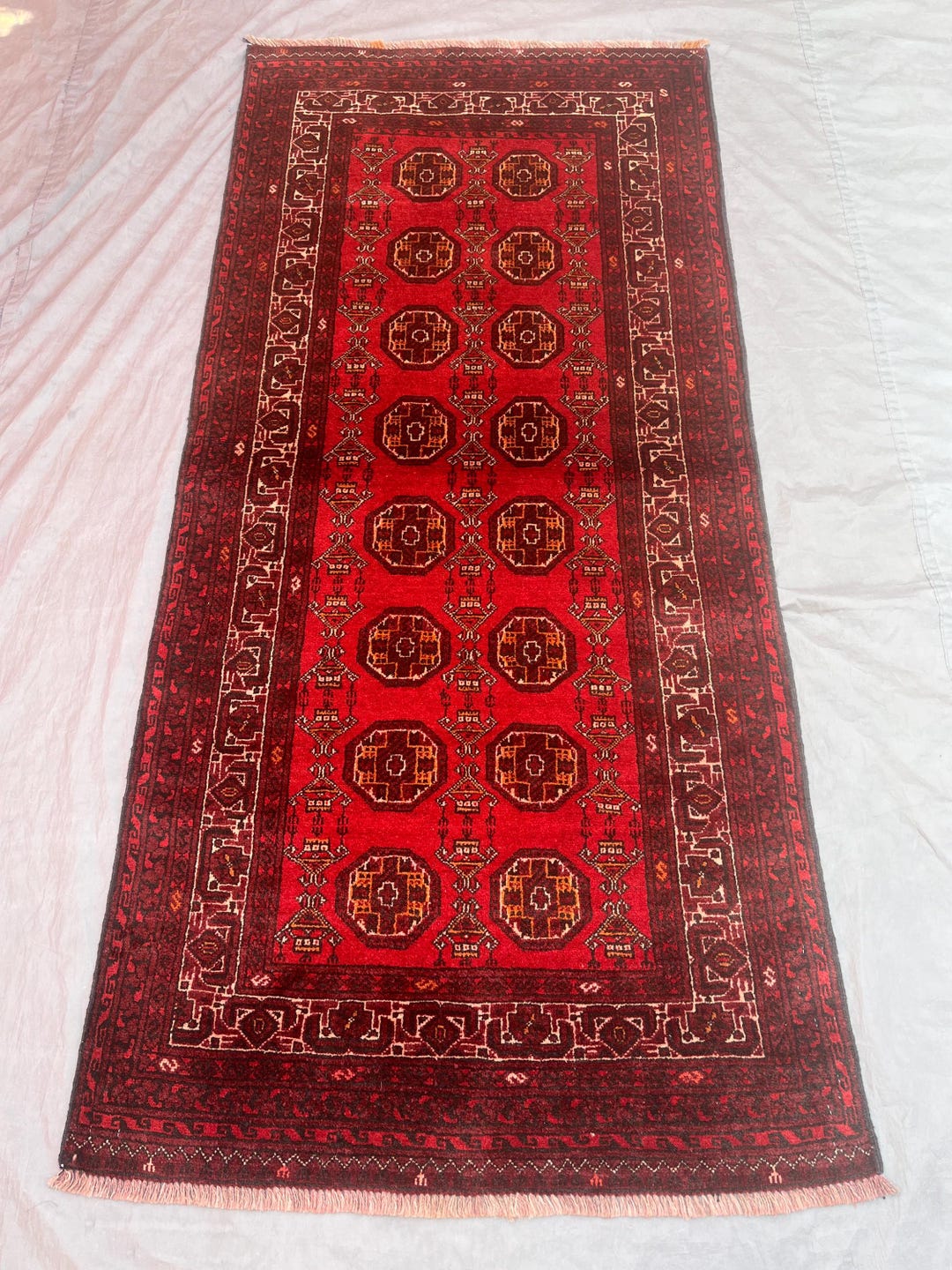 Waziri Rug Classic Afghan Waziri Rug 4x3 Ft _ Handwoven Wool Tribal Geometric ...