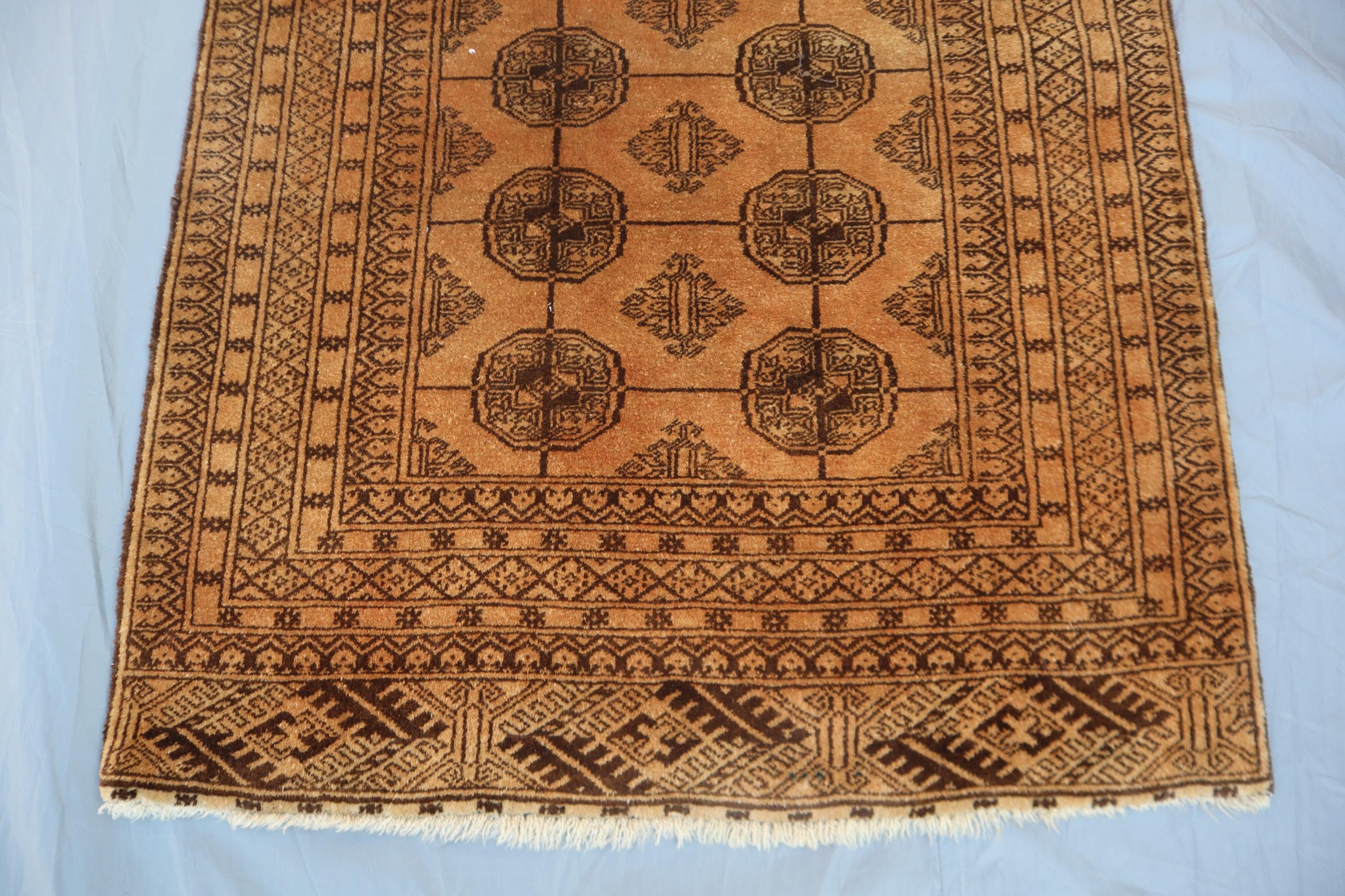 1980年代アンティークアフガンラグ、2.9 x 8.10フィートのテラコッタ