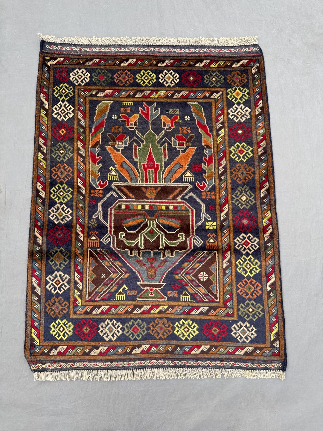 3x2 Ft Afghan Baluchi Pictorial Tribal Rug – Hand Knotted Wool Carpet ...