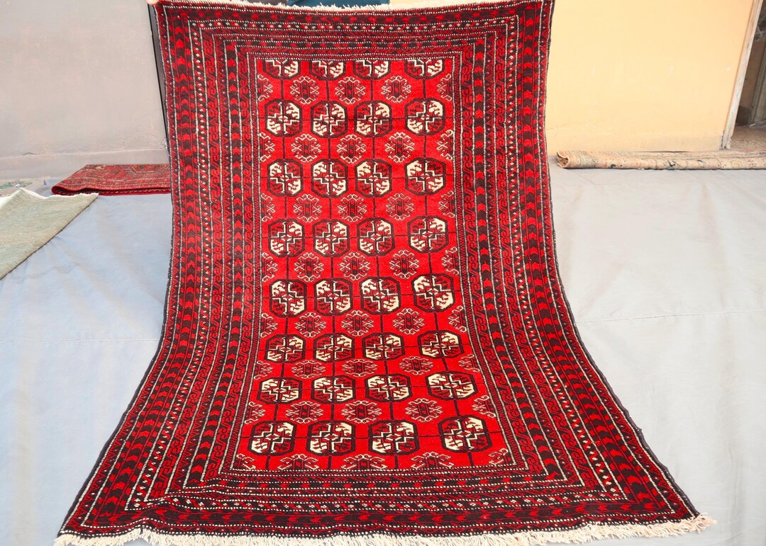 Waziri Rug 4x6 Turkmen Waziri Baluchi Area Rug/ Antique Afghan Hand Knotted Wool ...