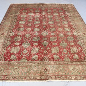 7&#39;10x9&#39;4 Antique Bidjar Area Rug - Hand Knotted Wool Distressed Low Pile Rug - Vintage Faded Rug - Oriental Ziegler Rug - Living Room Rug