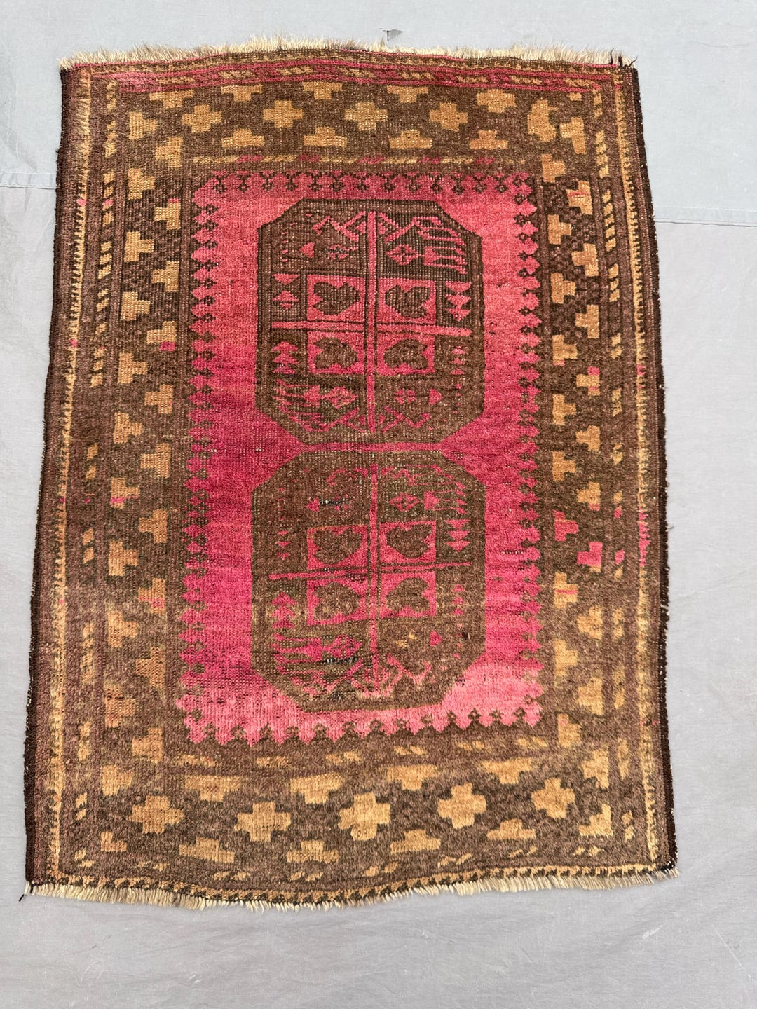 3x2 Ft Vintage Elephant Foot Design Rug Tribal Wool Geometric Gul ...