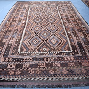 260x320 cm Kelim Teppich | Afghanischer Kelim Teppich | Handgemachter türkischer Kelim Teppich | Natürlicher Pflanzenfarbener Kelim Teppich | Esszimmer Teppich