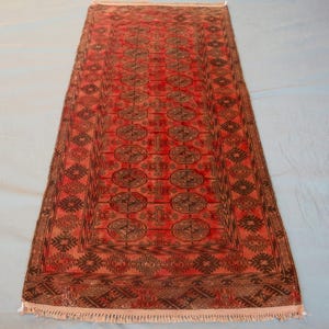 3x6 Turkmen Vintage Mowri Gull Red Area rug - Afghan Hand Knotted Terracotta Soft Pile Baluchi Rug - Antique Tribal Rug, Rug For Home Decor