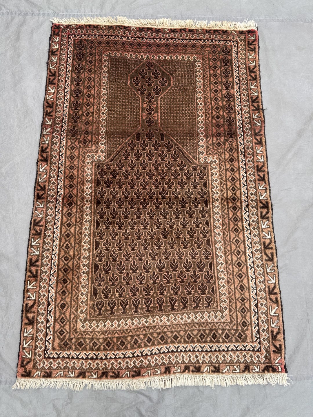 Vintage Baluchi Prayer Rug 4x3 Ft _ Authentic Afghan Wool Carpet ...