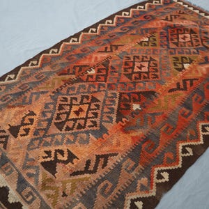 100x150 Antiker Kilim Teppich - Terrakotta Handgefertigter Wollteppich - Flachgewebe Verblasster Waschbarer Kelim Teppich - 90x160 Fuß jeden Raum Teppich