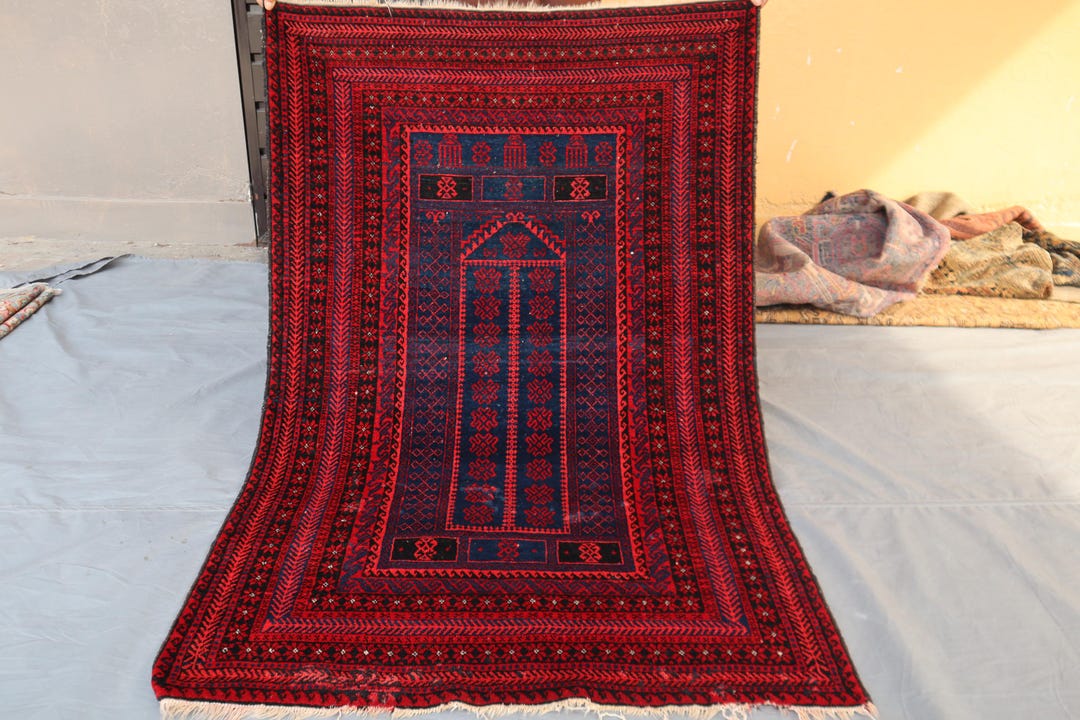 Turkmen Prayer Collectors Rug - 3.5x5.2 Ft Vintage Baluchi Prayer Rug ...