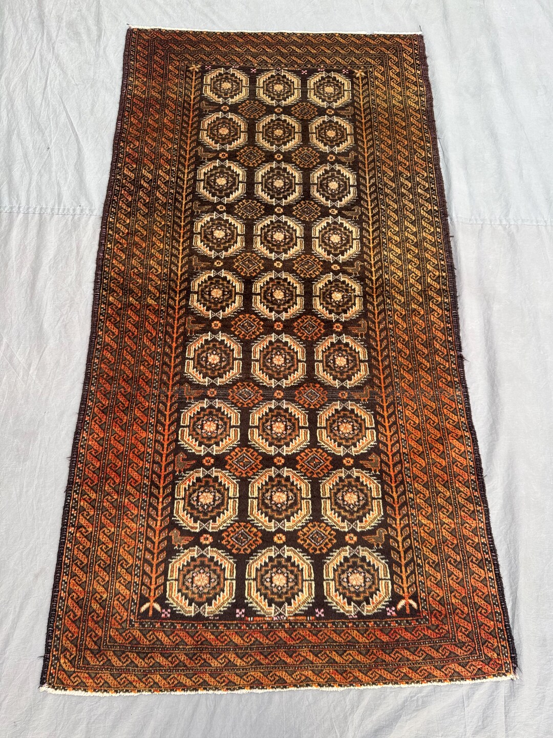 Moari Rug Afghan Maori Gul Wool Rug 6x3 Ft _ Handwoven Repeating Gul Medallion ...
