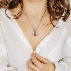 Italienische Lucky Horn Halskette • Edelstahl Handgeste, Corno & Sacred Heart Anhänger