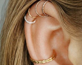 Aro de hélice con corte de diamante • Pendiente pequeño para cartílago • Aros de anillo sin fin