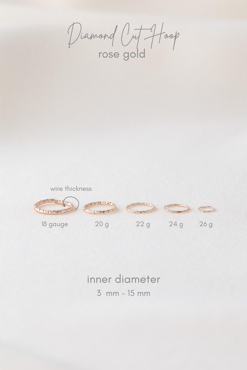 CARTILAGE HOOP • cartilage earring • helix hoop • gold hoop earrings • rose gold sterling silver • 26g 24g 22g 20g 18g 16g 14g