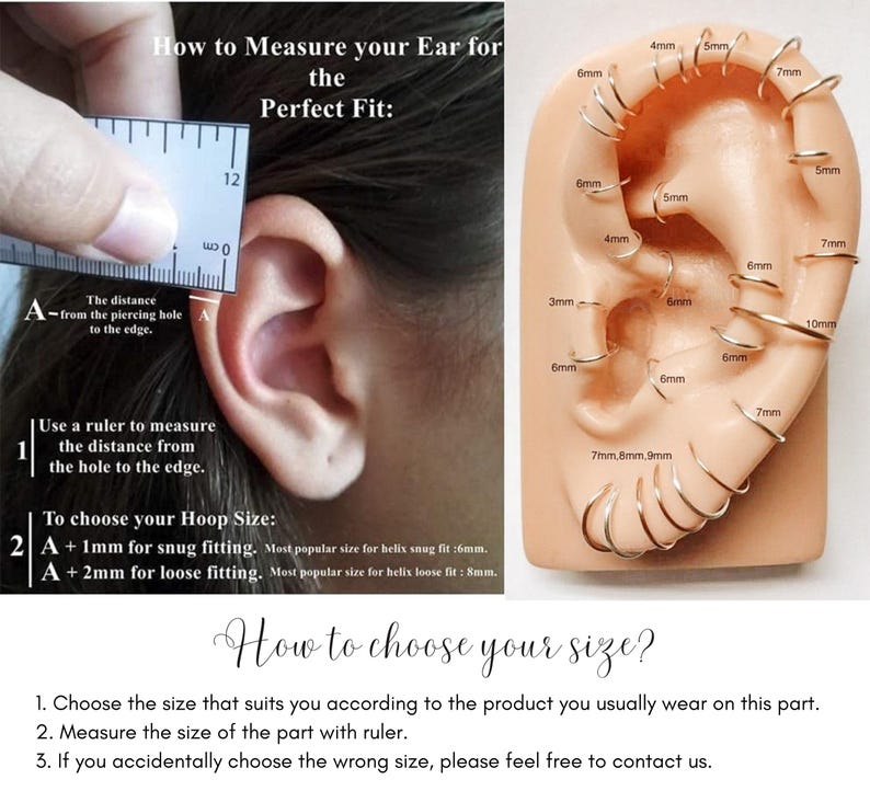 Diamond Cut Helix Hoop - Tiny Cartilage Earring - Endless Ring Hoops - 14g to 26g - 3mm to 15mm