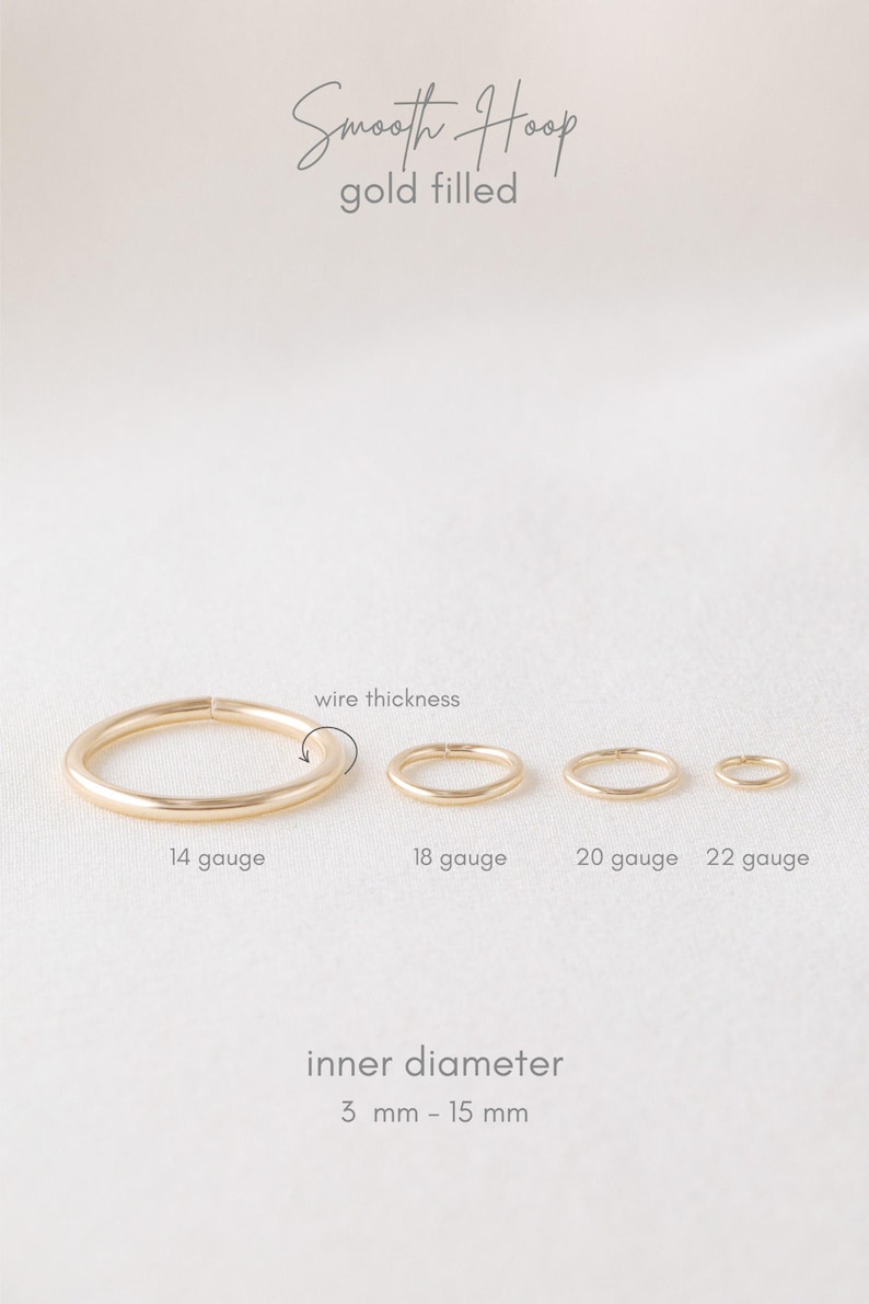 CARTILAGE HOOP • cartilage earring • helix hoop • gold hoop earrings • rose gold sterling silver • 26g 24g 22g 20g 18g 16g 14g