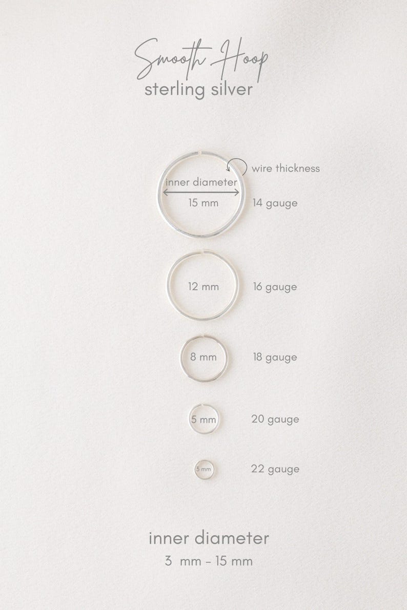 CARTILAGE HOOP • cartilage earring • helix hoop • gold hoop earrings • rose gold sterling silver • 26g 24g 22g 20g 18g 16g 14g