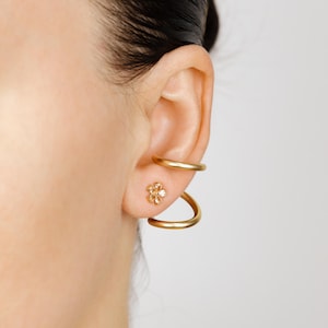 Boucles d'oreilles ondulées, fermoirs à double boucle en aluminium, boucles d'oreilles géométriques minimalistes