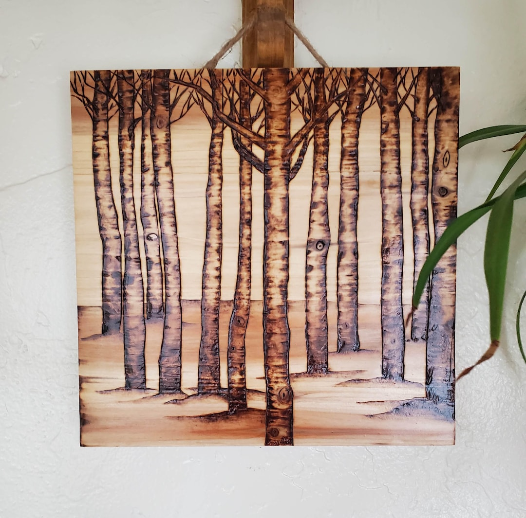 Hand-made Pyrography/wood-burned Aspen Tree Grove - Etsy