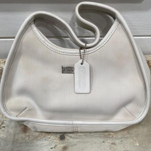 very rare vintage white coach mini ergo neoprene and leather bag New York A8I- 6202